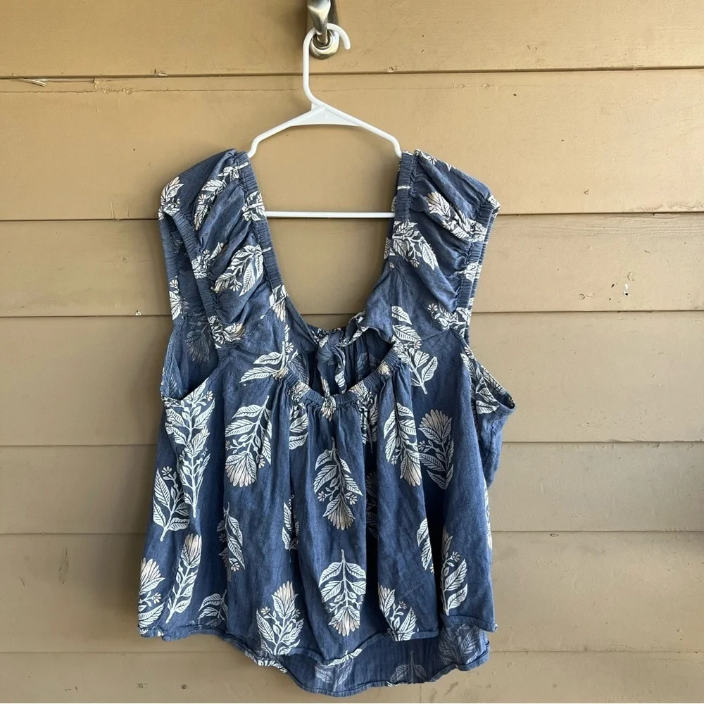 Old Navy Puff-Sleeve Printed Cutout Tie-Back Swing Blouse Size 3x